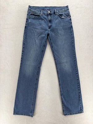 Mott & Bow Straight Jeans Mens 35x34 Blue Medium Wash Stretch Denim Casual Pants