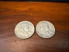 Ben Franklin Half Dollar Lot Of 2 - 1963 1952 90% Silver Circulated $1.00 FV