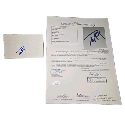 TOM BRADY SIGNED NEW ENGLAND PATRIOTS TAMPA BAY BUCS Index Card Full Jsa Letter