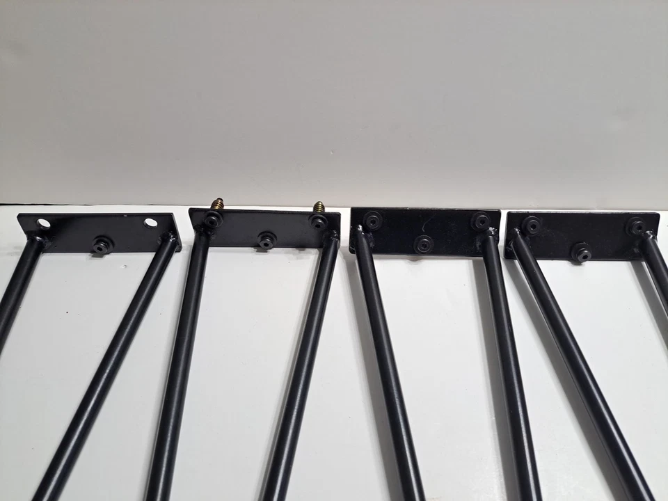 4 Mid Century Modern Black Metal Hairpin Furniture Legs - Image 2 of 4