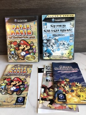 No Games! Nintendo Gamecube Super Smash Bros & Paper Mario Case Manual/Inserts