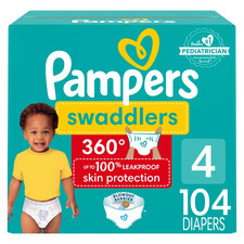 Swaddler 360 Disposable Baby Diapers Size 4, 104Ct Stretch Waistband