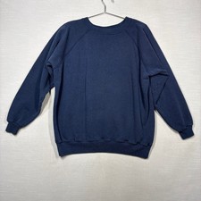 Vintage Hanes Activewear Sweatshirt Men XL Blue Blank Raglan USA Worn Stained