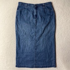 Vtg Lee Denim Midi Skirt Size 18 M Straight Pencil Back Slit Grunge 90s Y2K