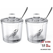 ZEAYEA 2 Clear Glass Jars - 6 Pack - Container for Sauces