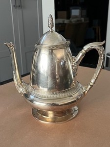 ANTIQUE GORHAM MFG SILVER SOLDERED TEA/COFFEE POT #0350 ENGRAVED SILVER PLATE