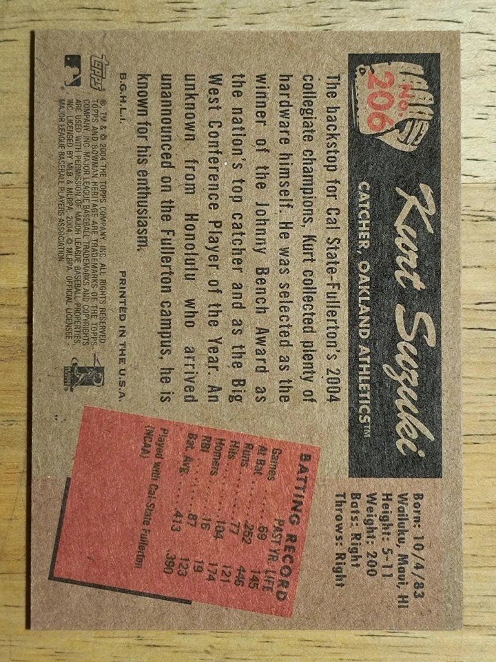 2004 Bowman Heritage #206 Kurt Suzuki DP SP RC - Image 2 of 2