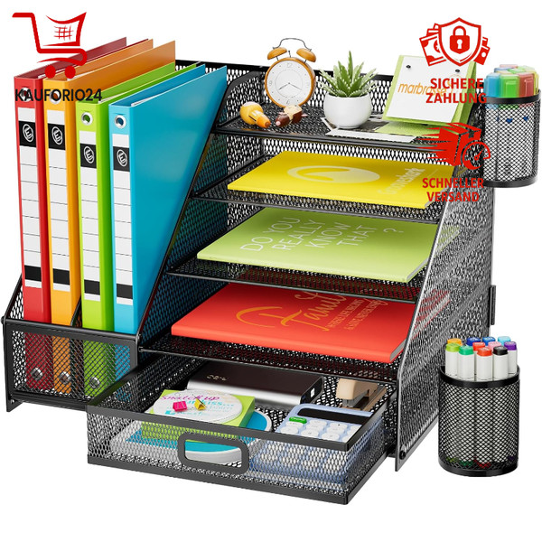 Schreibtisch Organizer 5 Ebenen Papier-Briefablage Mit Schublade Und-image