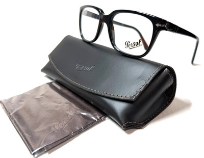 NEW PERSOL P 3094-V 9014 SHINY BLACK W/SILVER ACENTS AUTHENTIC EYEGLASSES 55-18