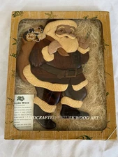 Vtg Hawaii Island Wood Santa Claus Wall Art Handcrafted Wood Art 90’s Christmas