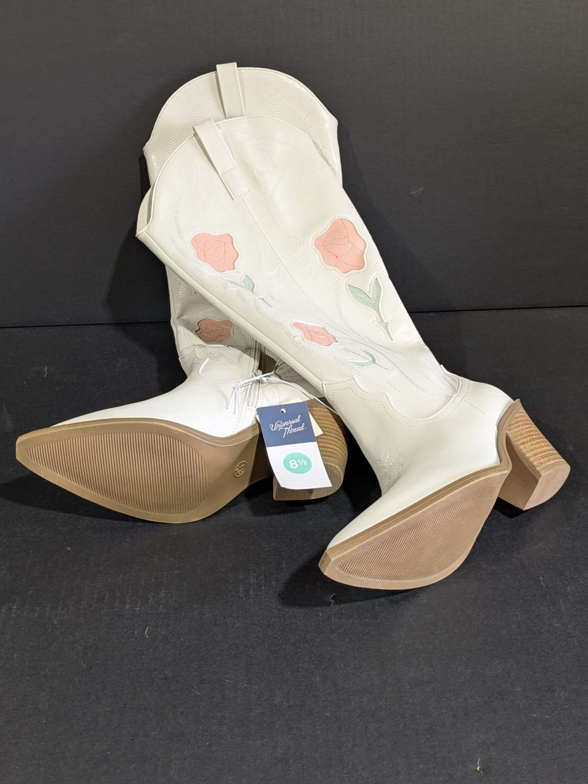 Universal Thread Womens Dixie Bone Floral Western Cowboy Boots Off White 8.5M thumbnail 12