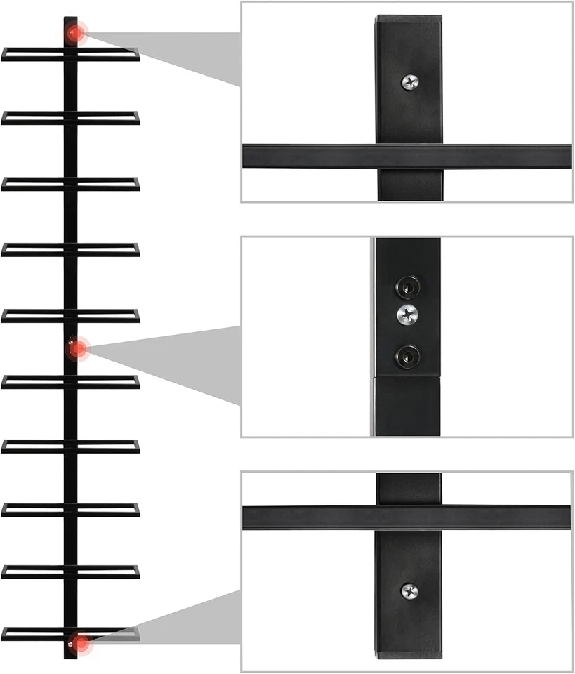 Portabottiglie Da Parete per 10 Bottiglie Porta Bottiglie Di Vino in Metallo 126 - Immagine 4 di 4