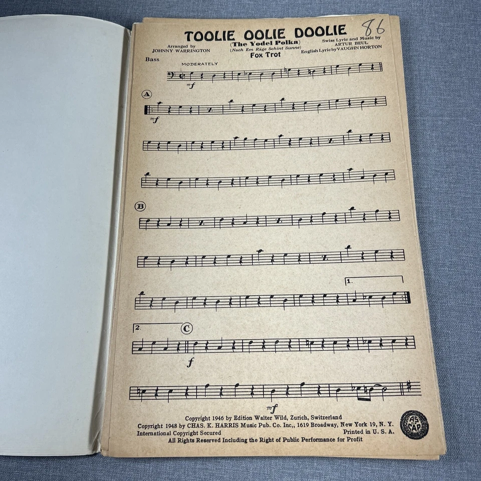 Toolie Oolie Doolie Yodel Polka de Beul 1946 Partituras Harris Música Saxo Piano Foto 3 de 4