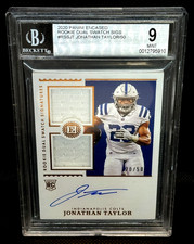 Jonathan Taylor 2020 Panini Encased RPA Dual Swatch Sigs Auto RC /50 BGS 9 MINT