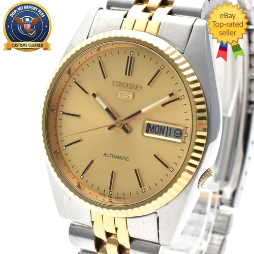 Vintage [Exc+5] SEIKO 5 7009-3110 Automatic Day Date Gold 36mm Men's Watch JAPAN