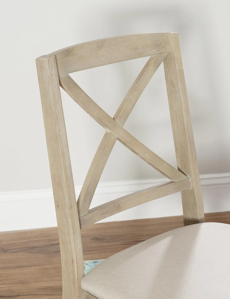 Silla Plegable Keira Gris Lavado Asiento Tapizado y Clásico Madera X Respaldo, Din... Foto 3 de 4