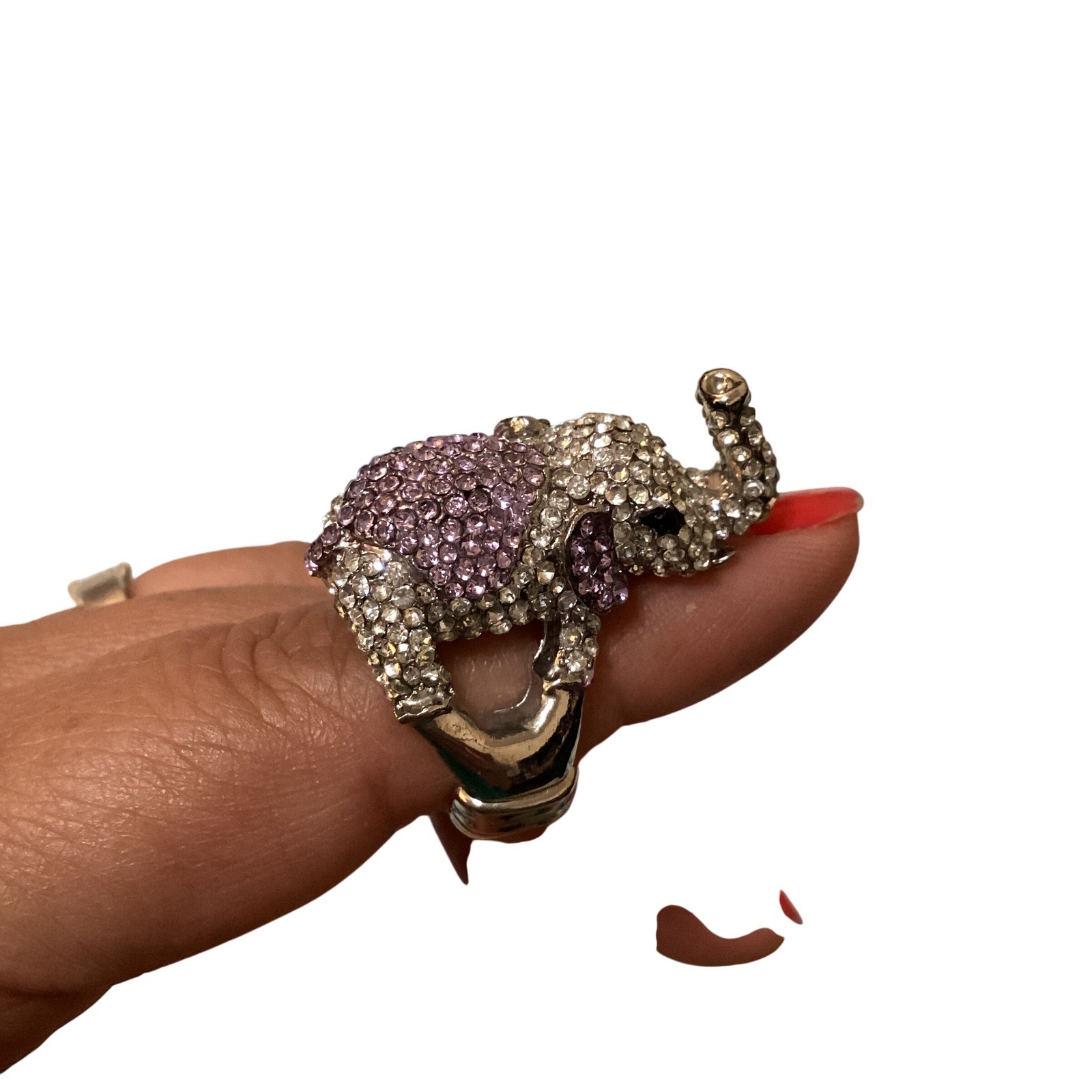 Elephant Ring Rhinestone Statement Ring Animal Si… - image 5