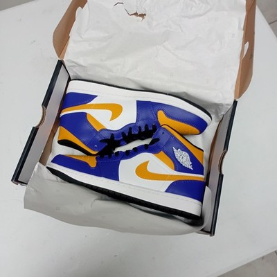 Mens 10.5 Nike Air Jordan 1 Mid Lakers Purple University Gold Retro DQ8426-517