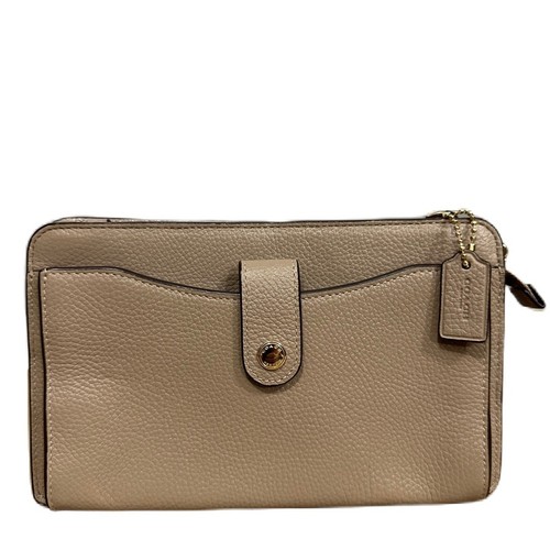 Excellent Coach Tan Pebble Leather Phone Case Designer Wallet