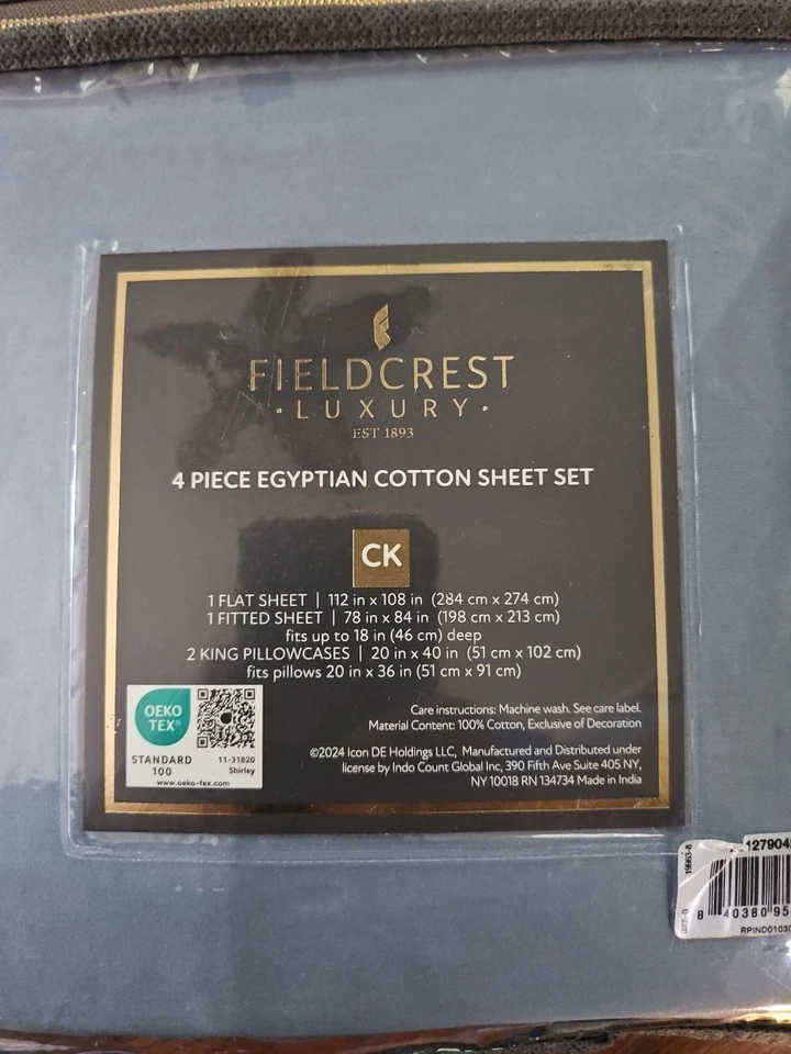 NEW Fieldcrest Luxury Sheet Set RETAIL $215, California King - Image 2 of 4