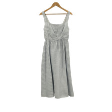 Quince Women 100% European Linen Fit & Flare Midi Dress Blue M