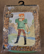 Disguise Minecraft Alex Costume Childs Size M 7-8 Green Brown