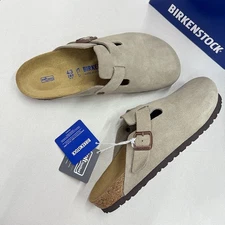 Birkenstock Boston Soft Footbed Taupe Suede Leather Women's & Men's Clogs Shoes