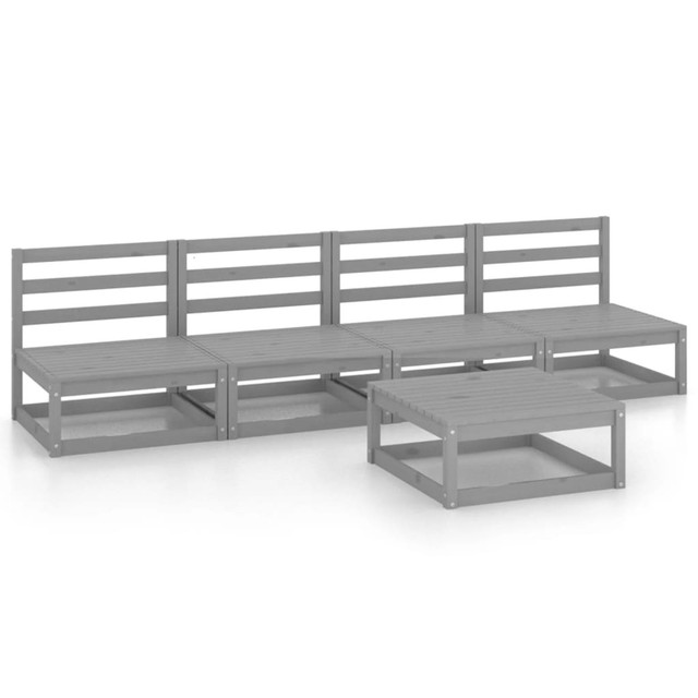 5 Piece Garden Set Grey Solid Pinewood S2S4 NZ6866 5 Piece Garden Set Grey Solid Pinewood S2S4 NZ6866