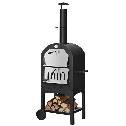 Mobil Pizzaofen Outdoor Küchenofen Pizza-Backofen aus Eisen mit Schornstein
