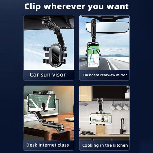 1080° Rotation Car Phone Holder Multifunction Car Sun Visor Smart Phone Stand US - Picture 14 of 16