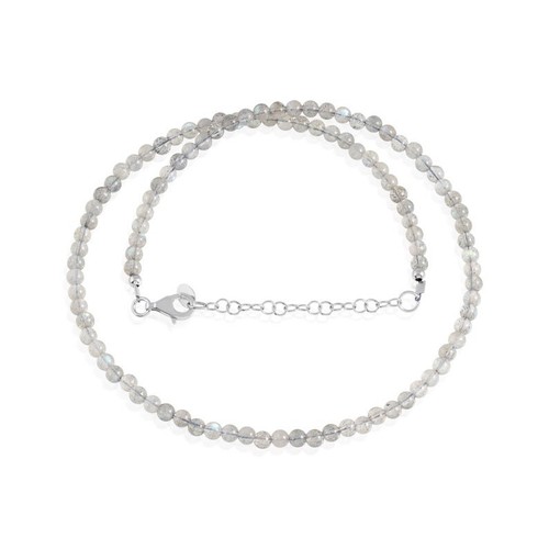 Natural Flashy Labradorite Smooth Round Gemstone Beads Women Choker Necklace 18" - Picture 2 of 10