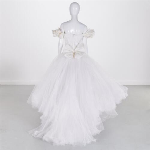 Princess Sequined Puffy Tulle Ruffled Sleeve Off Shoulder Wedding Gown Dress 80s - Picture 2 of 9