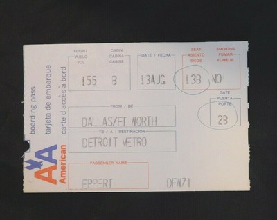 boarding airlines pass american vintage