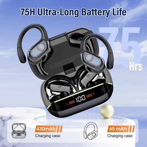 Wireless Earbuds Bluetooth 5.4 Headphones 75H Playtime Stereo Deep Bass Sports E - Picture 6 of 7