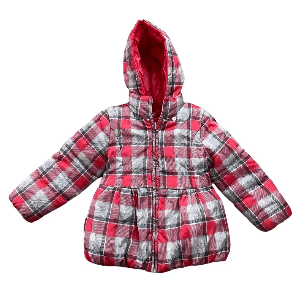 Mayoral Girls Puffer Coat 4 Red Plaid Reversible eBay