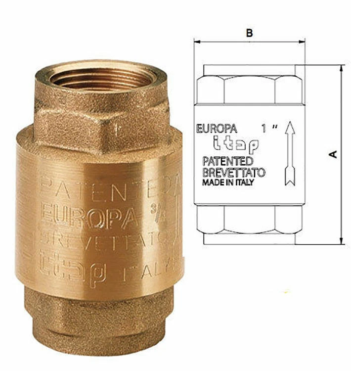 VALVOLA DI RITEGNO ITAP NON RITORNO EUROPA OTTONE RACCORDO PER IMPIANTO (11384V)