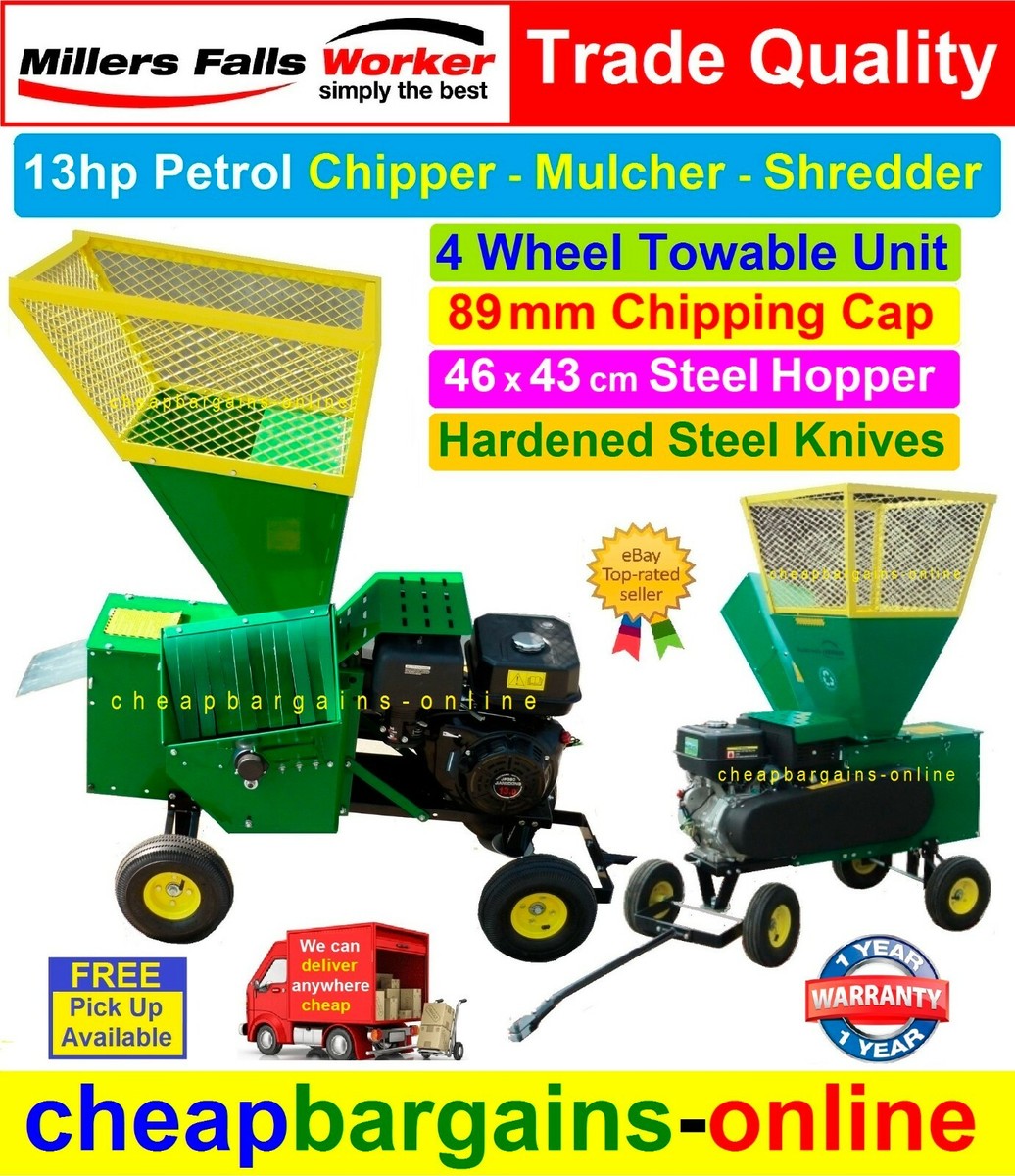 GARDEN WOOD CHIPPER MULCHER SHREDDER TOWABLE 13hp PETROL