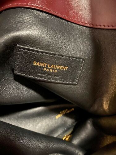 New $2250 Saint Laurent YSL Leather/Suede Top Handle Tote Bag Burgundy Italy - Picture 10 of 12