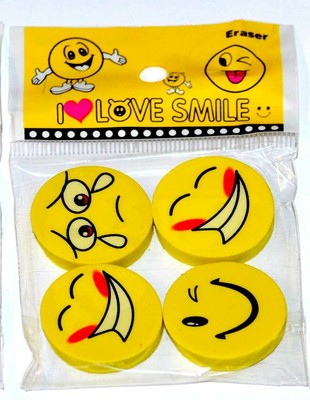 4 x Smiley Erasers
