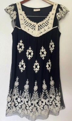 Fashion Spy Black with Crochet Dress Small Vintage | eBay Fashion Spy Black with Crochet Dress Small Vintage | eBay