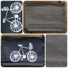 NEW Thirty One Large Zipper Pouch Bicycle or Brown Pin Dots 31