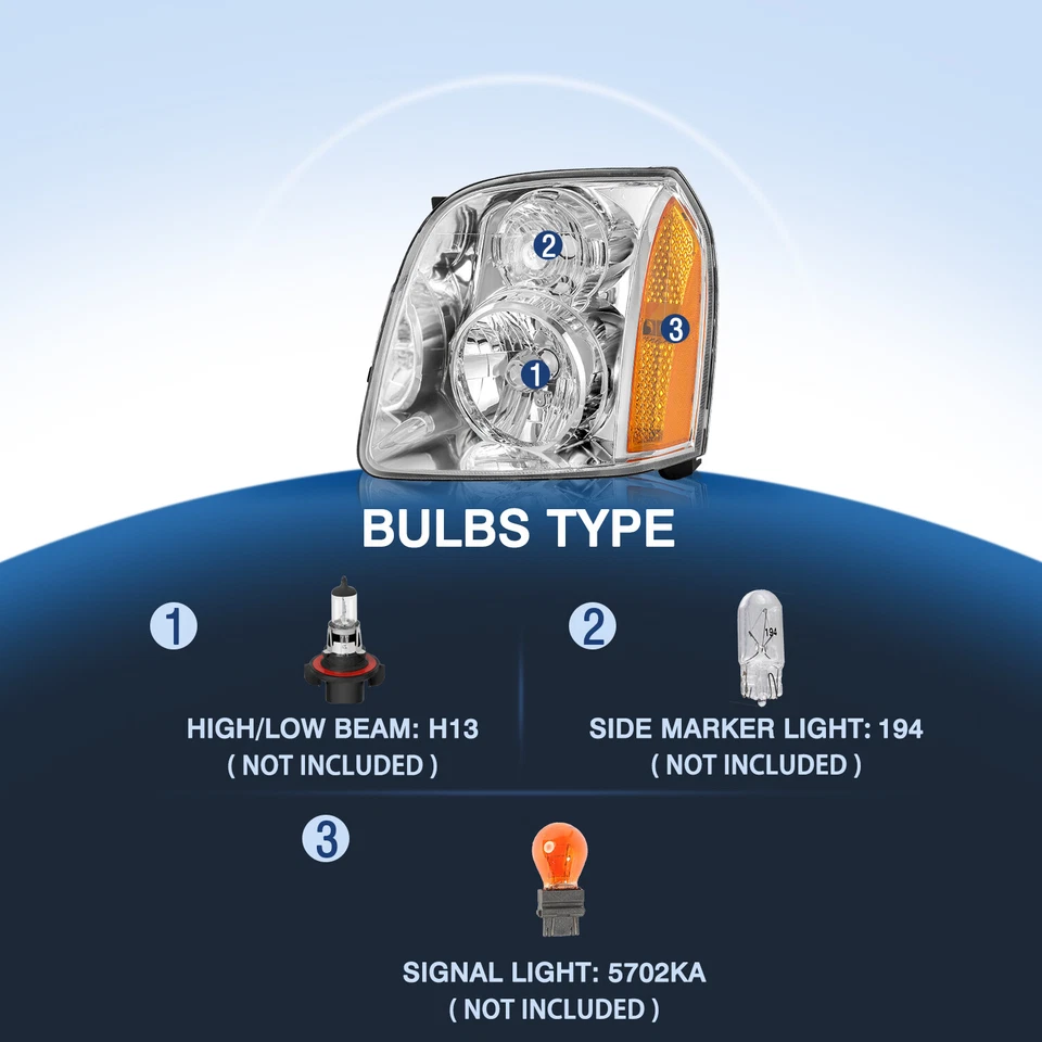 For 2007-2014 GMC Yukon XL 1500 2500 Denali Headlights Assembly Left+Right 07-14 - Image 2 of 4