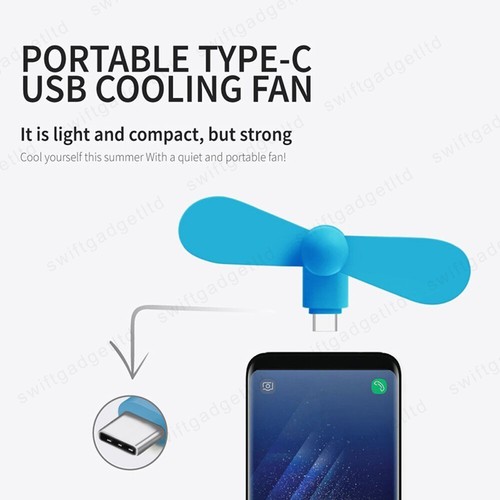 USB-C Fan Mini Portable Cooling Mobile Phone USB Type C Fan for Samsung Google - Picture 5 of 12