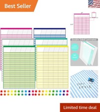 6 Pack Multi-Color Laminated Dry Erase Incentive Charts with 120 Reward Stickers