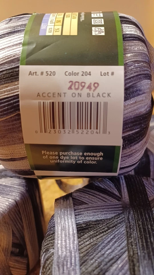4 Skeins Lion Brand Yarn Incredible Ribbon Accent On Black No. 204 - Image 3 of 3
