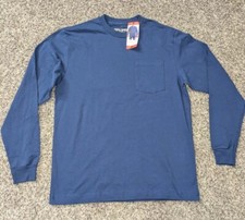 General Standard USA MADE Men's T Shirt Long Sleeve Blue Pocket Work NWT SZ Med