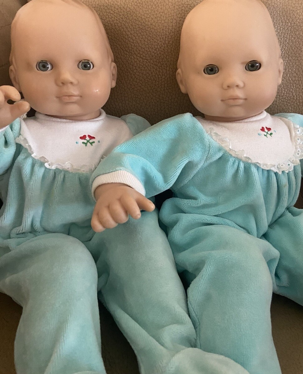 Two (2) American Girl Bitty Baby Dolls with Molded Hair Matching Outfits  Twins