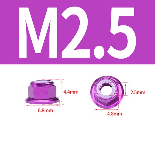 M2 M3 M4 M5 M6 M7 M8 Aluminium Flanschmutter eloxiert Farbe selbstsichernd Nylon - Picture 24 of 85