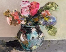 Original abstract painting oil on canvas board 8x10 in by Anastasiya Kimachenko