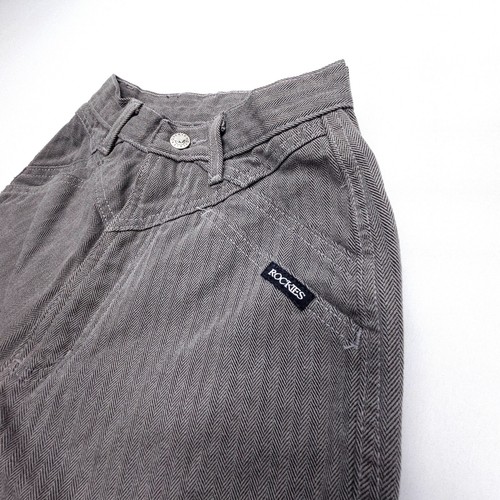 Vtg Rockies High Rise Bareback Jeans Youth Girls 22 x 34 Gray Herringbone Riding - Picture 6 of 11